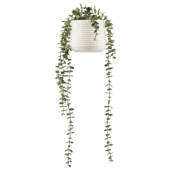 Bouclair Faux Trailing Hanging Plant in Ribbed White Pot