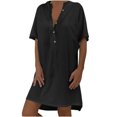 thumbnail image 2 of Robes d'Été Grande Taille pour Femmes 2024 Décontractées Amples Unies en Coton à Col en V à Manches Courtes Robe d'Été Économisez jusqu'à 65 % de Rabais!, 2 of 6