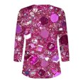 thumbnail image 4 of UPPADA Blouses pour Femmes Grande Taille à Manches 3/4, T-Shirts à Imprimé Floral Teintable, Chemises Décontractées Tendance à Col Rond, Chandails Confortables à Enfiler, Hauts Blouses Mignons d'Été, Chemises à Manches 3/4 pour Femmes, Économie, 4 of 5