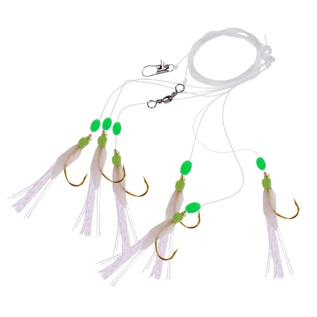 6 Pcs Jigs Rig de Pêche Taille Vivante 10 Hameçon Rigs Mixtes 14