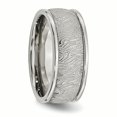 thumbnail image 4 of Anneau à Bords Arrondis Texturés en Acier Inoxydable Poli 9mm 11.5 Size, 4 of 6