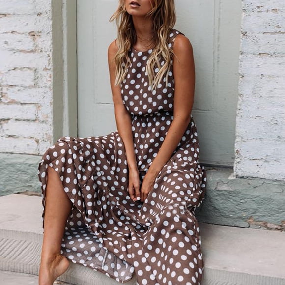 EGNMCR Summer Dresses Women Trendy Women Printing Sleeveless Long Dress Evening