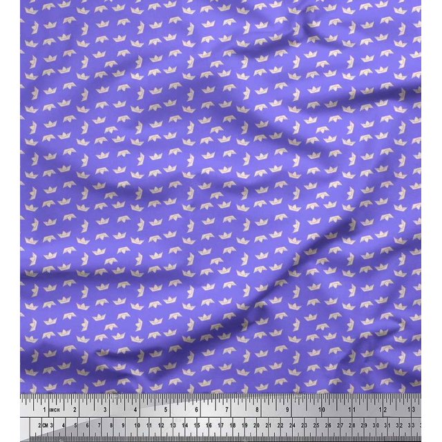 Soimoi Poly Georgette Fabric Paper Boat Art & Craft Print Fabric by The Yard 42 Inch Wide