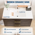 thumbnail image 3 of 36 inch Bathroom Vanity with Sink Combo, Floating Bathroom Vanity with Ceramic Basin, 2 Large Drawers with Gold Handle, Soft-Close Design, Easy Assembly, Black, 3 of 6