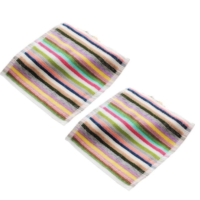 Leojiow 2Pcs " Striped Handkerchief & Towel Set – Versatile Purpose Cloths For Kids Tea Service Bar Countertops Or Daily Cleaning – Absorbent Soft And Stylish For Home & On The Table Use" 30X30Cm
