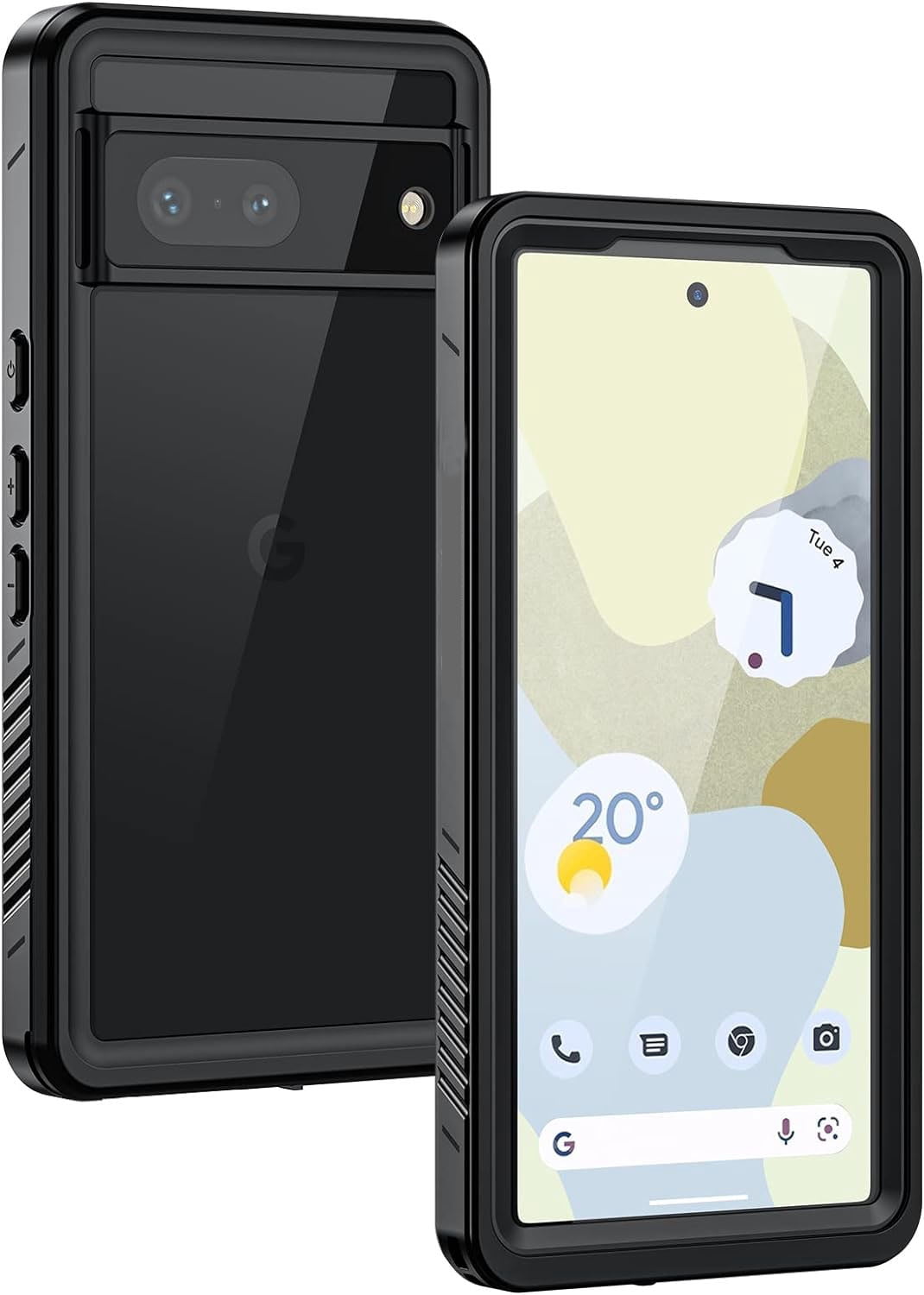 MYKOMI Pixel 7 Phone Case, IP68 Waterproof Dustproof Case with Built-in Screen Protector, Rugged Full Body Shockproof Phone Cover for Google Pixel 7, Black/Clear