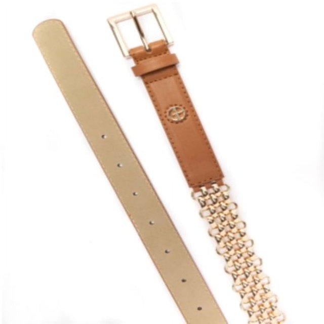 Giani Bernini Metal Link Belt, Cognac, X-Large