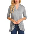 thumbnail image 1 of Cardigan Ouvert Léger Décontracté pour Femmes Manches 3/4 Col Ample à Volants, 1 of 5