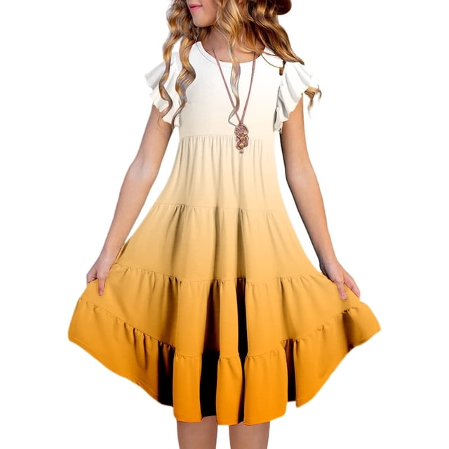 Robes pour Préadolescentes Robe Fleurie Robe d'Anniversaire pour Filles Robe Chic Vêtements pour Petite Fille 10-11 Ans