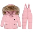 thumbnail image 2 of LSLJS Boys Girls Fashion Solid Color Down Jackets Keep Thickening Warm Outdoor Coat Jumpsuit Set, 2 of 9