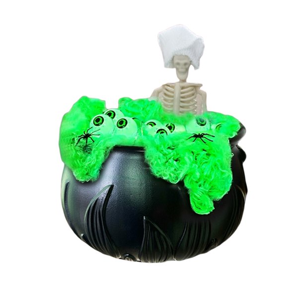 Halloween Desktop Decoration Evil Cauldron Ornament Plastic Polyester for Home Party Supplies Seasonal Celebration Desk Table Mantelpiece