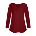 thumbnail image 4 of Timegard Womens Tops V-Neck Ruched Button Long Sleeve Solid Color Comfy Tee Dressy Casual Tunic Top, 4 of 4