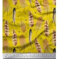 thumbnail image 1 of Soimoi Yellow Poly Georgette Fabric Eagle Feather Printed Craft Fabric by the Yard 52 Inch Wide, 1 of 3