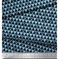 thumbnail image 2 of Soimoi Blue Poly Georgette Fabric Triangle Art Geometric Printed Craft Fabric by the Yard 52 Inch Wide, 2 of 3