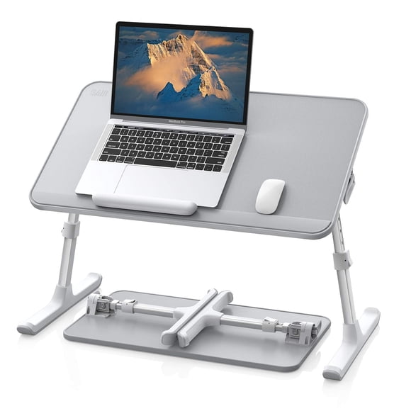 SAIJI Plateau de Lit pour Ordinateur Portable en Cuir, Support Réglable pour Ordinateur Portable pour Lit, Bureau Debout Portable et Léger pour Écrire Manger Lire Canapé So