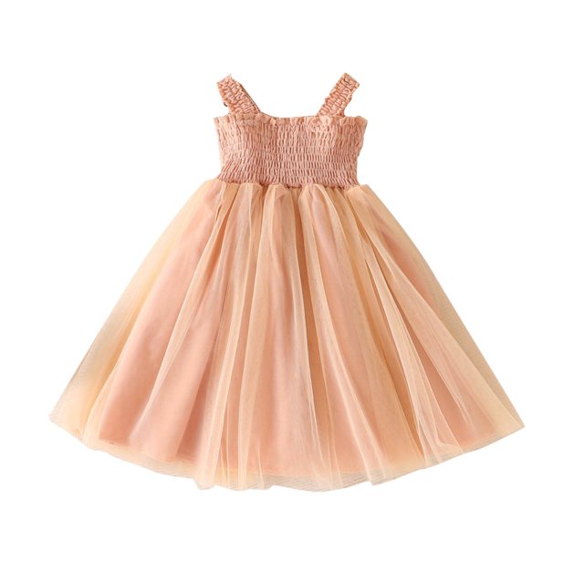 Yanlir Robe Princesse Imprimée Sans Manches à la Mode pour Fille, Mignonne et Respirante, Robe de Fête, Tenue d'Été à Col Rond pour la Maison des Enfants, Chemise de Nuit et Tenue Décontractée (Jaune#1, 2-3 Ans)