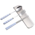thumbnail image 1 of Birdeem 3-In-1 Stainless Steel Fork Spoon Chopsticks Set Travel Set with Plastic Case, 1 of 10