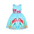 thumbnail image 1 of Robe Fille Bleue Décontractée Sirène Double Nœud Papillon Fête 9-10 Ans, 1 of 8