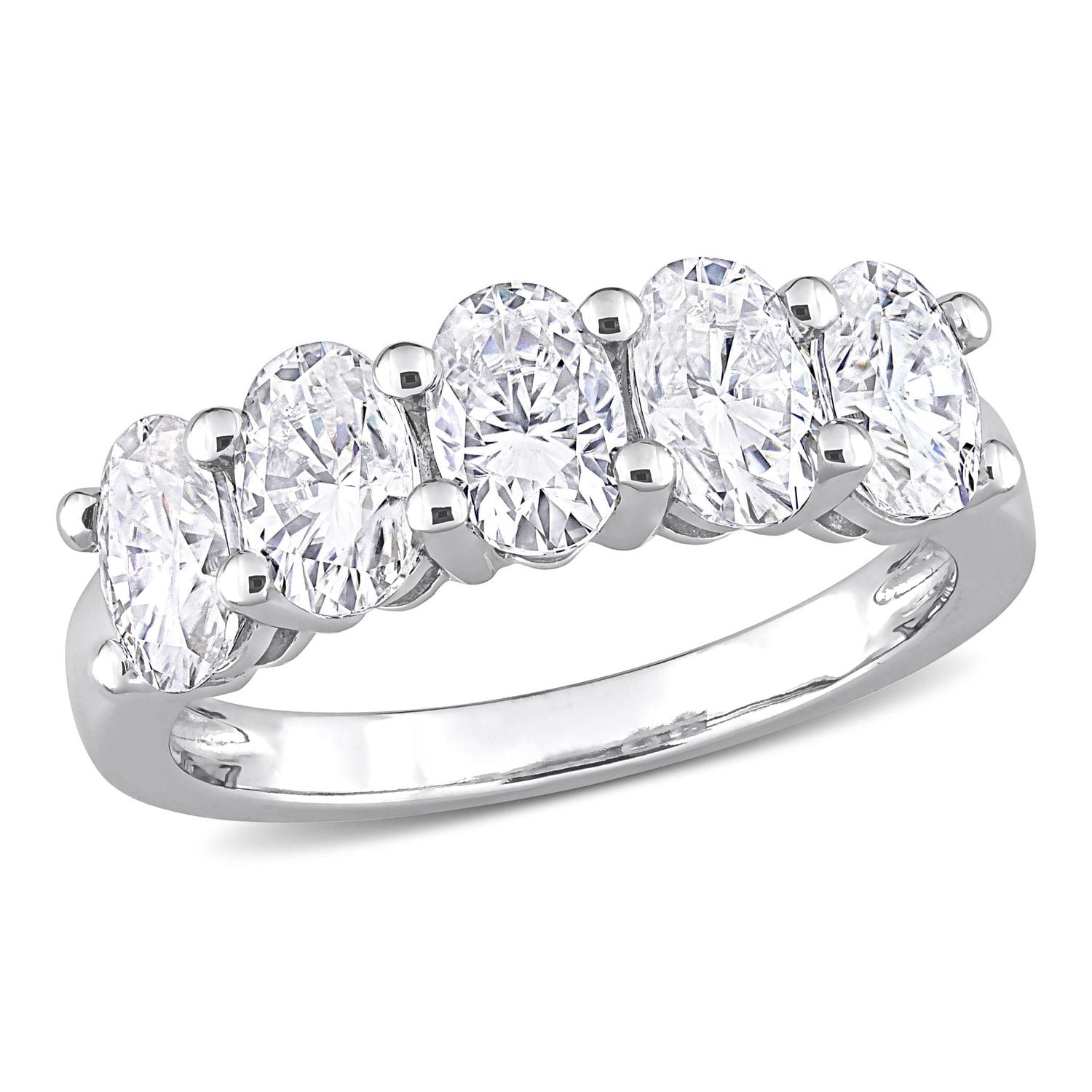 Bague semi-éternité Miabella avec Moissanite 2-1/2 carats p.g.t. en or blanc 10k