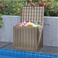 thumbnail image 2 of DEXTRUS Coffre de Terrasse Extérieur en Résine de 31 Gallons avec Poignées Latérales, Rangement pour Meubles de Patio Étanche et Verrouillable, Brun, 2 of 10