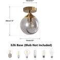 thumbnail image 2 of KCO Lighting Small Smoked Glass Globe Flush Mount Ceiling Light, Brushed Gold Ceiling Lighting, Mid Century Modern Ceiling Light, 2 of 7