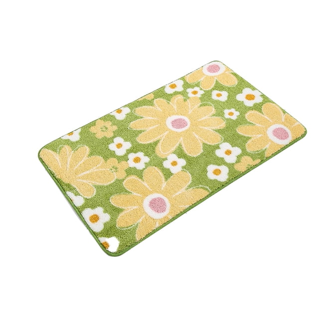Rbaofujie Outdoor Patio Rug Bathroom Floor Mat Microfiber Inkjet Printing Bathroom Absorbent Foot Mat Bedroom Door Mat Non Slip Mat Flocked Carpet Chrysanthemum Pattern Bathroom Mat