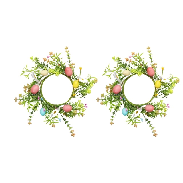 Plastic Easter Eggs Door Wreath With Easter Eggs Bunny And Easter Eggs Hand Made Rattan Easter Wreath Easter Eggs Happy Bunny Craftsmanship Decoration Gift Home Party Decoration