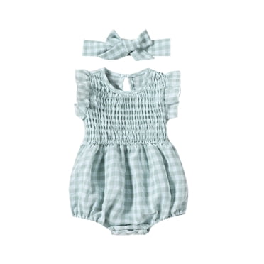 LYHaoo Combinaisons pour Filles, Bodys pour Filles Doux et Confortables pour le Quotidien avec Tissu Respirant et Designs Stylés, Tailles 3-6 Mois (Vert)