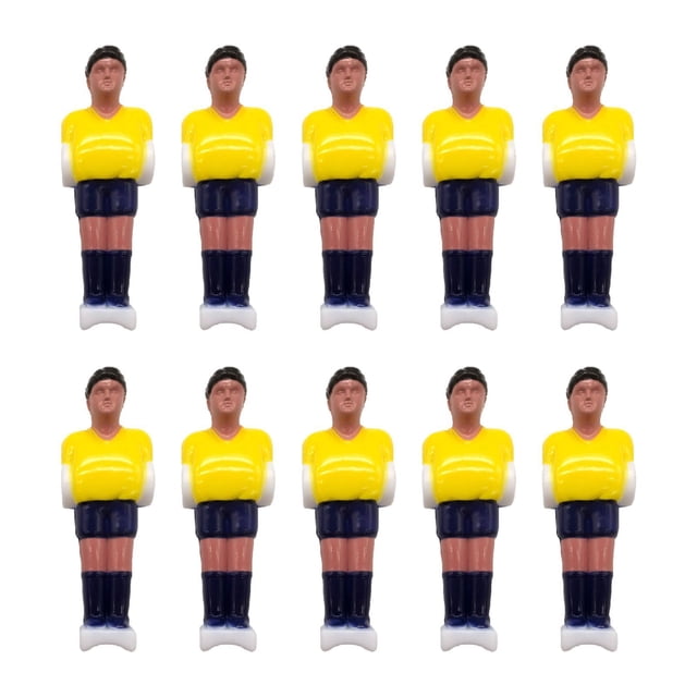 jinwen 10 Pieces Foosball Men Set Soccer Table Mini Doll Table Football Men Yellow Dark Blue