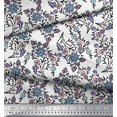 thumbnail image 2 of Soimoi Poly Georgette Fabric Leaves & Floral Block Print Sewing Fabric Yard 52 Inch Wide, 2 of 3