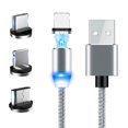 thumbnail image 1 of Amdohai 2m Magnetic Data Cable Fast Charging USB Three-in-one Multifunctional Mobile Phone Charging Cable One for Three Micro USB Type-C Magnetism Dustproof Charging Cables with LED Indicator, 1 of 7