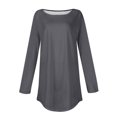 thumbnail image 4 of LLYwey T-Shirts à Manches Longues pour Femmes Offres T-Shirts à Col Rond pour Femmes Couleur Unie Blouses d'Automne Mode Blouses Smockées à Manches Longues Hauts Chandail à Col Rond Blouses Chemises Gris P, 4 of 5