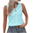 thumbnail image 1 of Timegard Womens Tank Tops Eyelet V Neck Button Slim Fitting Sleeveless Tops Casual Summer Beach Vacation, 1 of 5