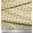 thumbnail image 2 of Soimoi Yellow Rayon Fabric Stripe & Orange Fruits Decor Fabric Printed Yard 42 Inch Wide, 2 of 6