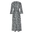 thumbnail image 4 of Robes d'Été Grande Taille pour Femmes 2024 à Col en V Imprimé Manches 3/4 Patchwork Robe Longue Décontractée Économisez jusqu'à 65 % de Rabais!, 4 of 5