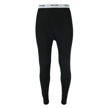 Fruit of the Loom Men's Waffle Weave Thermal Underwear Pants (Small, Black)