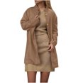 thumbnail image 3 of Yuyuzo Manteau pour Femmes Mi-Long à Col Montant Vestes Blazer d'Affaires Décontractées Automne Hiver Pardessus Uni avec Poches, 3 of 7