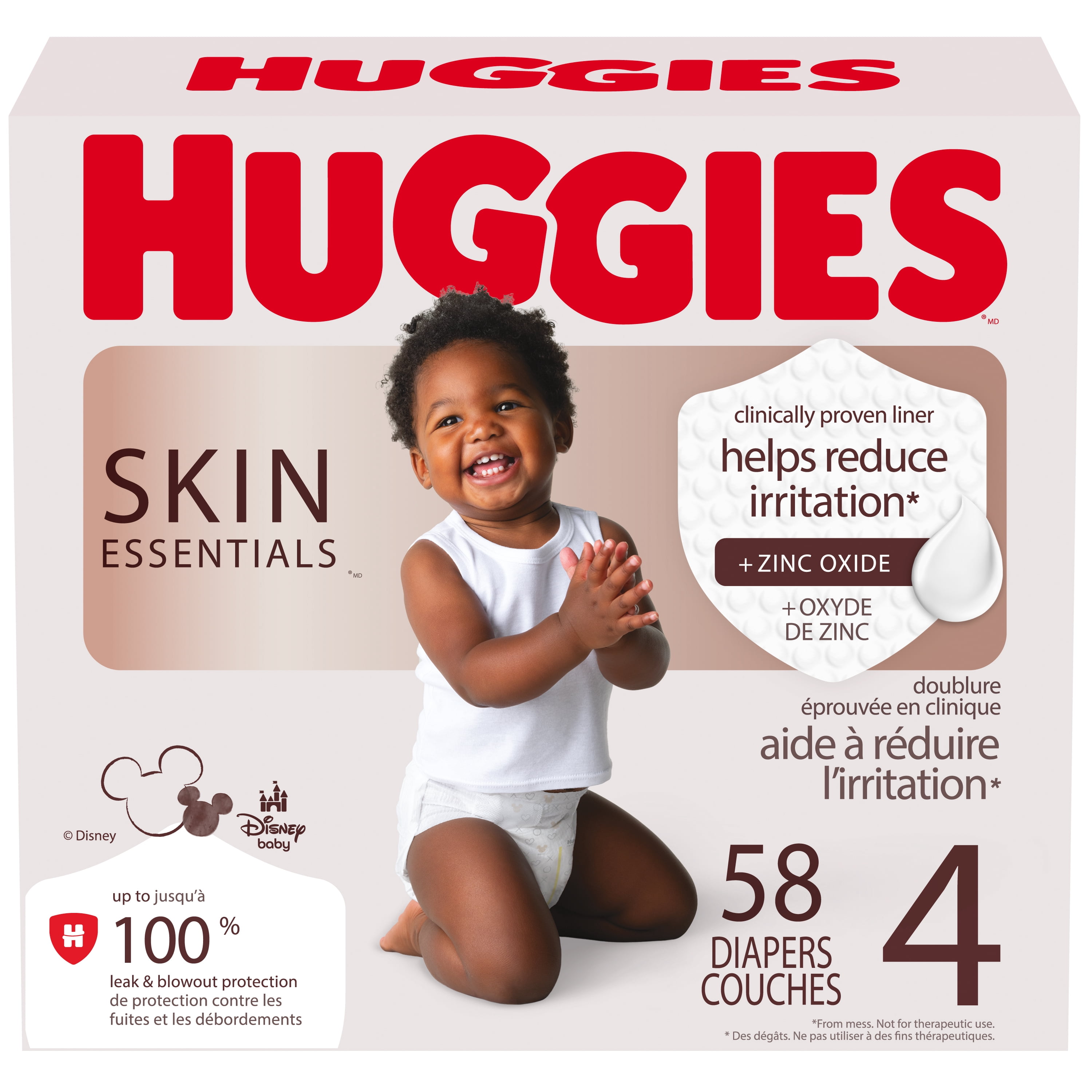 Huggies Skin Essentials Baby Diapers, Size 4 (22-37 lbs), 58 count