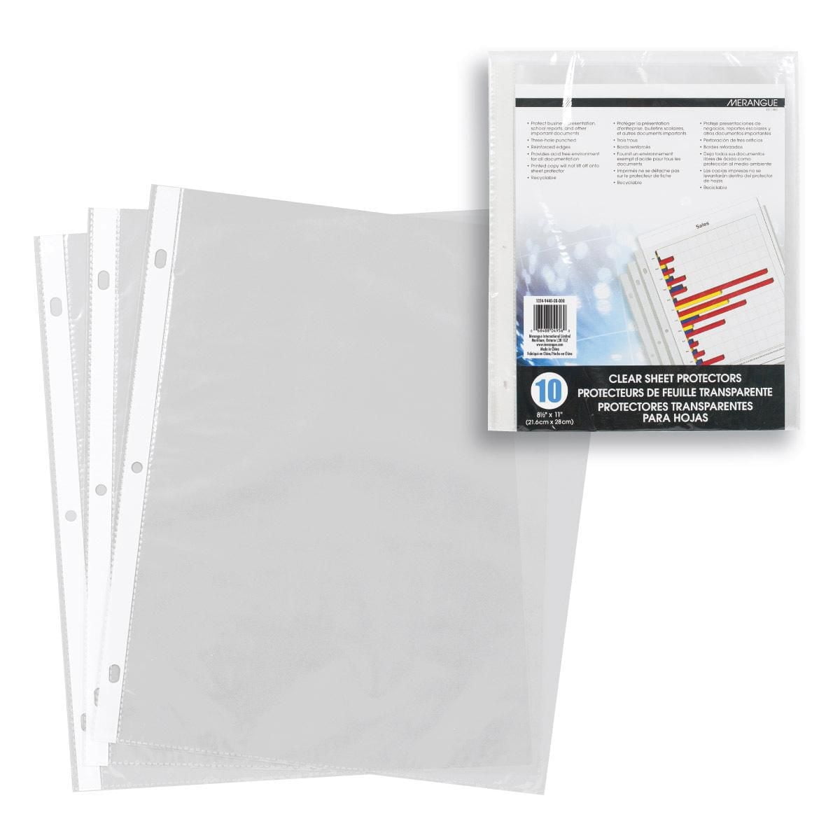 Protège-feuilles Merangue, 120 pièces, format lettre (12 paquets de 10 chacun)