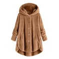 thumbnail image 2 of yoeyez Recent Orders Placed Fall Winter Cardigan for Women 2024 Oversized Open Front Fleece Jackets Solid Fuzzy Buttons Teddy Coats Outwear With Pockets, 2 of 7