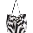 thumbnail image 1 of Jinsinto Ladies Striped Canvas Wallet Handbag Striped Shoulder Hobo Bag Black, 1 of 5