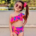 thumbnail image 1 of LSLJS Toddler Baby Girls Tie-Dye Ruffle Swimwear One Shoulder Bathing Suit Bikini Set, Baby Swimwear, 1 of 9