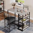 thumbnail image 3 of Kitchen Table Set, Dining Table and Chairs for 2, 3Pcs Dining Room Table Set with 2 Upholstered Chairs, Bar Dining Table Set for Small Spaces, Apartment, Breakfast, Pub, Rustic Gray, 3 of 7
