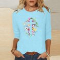 thumbnail image 2 of Blouses pour Femmes T-Shirt Imprimé Blouse à Manches 3/4 Col Rond Décontracté, Blouses pour Femmes T-Shirts pour Femmes, Blouses pour Femmes Décontractées, 2 of 4