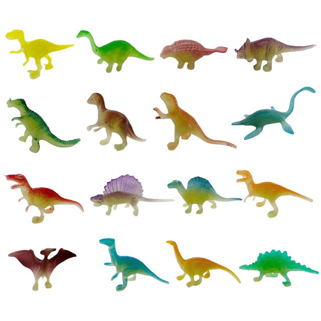 Un Ensemble de Mini Figurines de Dinosaures avec Veilleuse, 16 Pcs pour Enfants