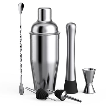 Zootealy Ensemble Cocktail 6 Pcs Boston Shaker Mixer en Acier Inoxydable Trousse d'Outils pour Préparer des Boissons pour Bar à la Maison