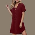 thumbnail image 1 of Ovzne Robes pour Femmes Robe Femme Robe Décontractée pour Femmes à Boutons Robe d'Été à Col en V Robe de Printemps à Manches Courtes Robe de Nuit Robe Trapèze Robe Décontractée Robe pour Femmes à Manches Courtes Liquidation, 1 of 7