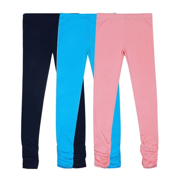 Bienzoe Lot de 3 Leggings D'Uniforme Scolaire Extensibles en Tricot de Coton pour Fille D 6