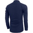 thumbnail image 3 of Wangsaura Men's Casual Shirt Solid Color Long Sleeve Stand Collar Button Tops, 3 of 7