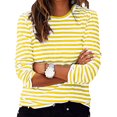 thumbnail image 2 of Chandail à Manches Longues Rayé pour Femmes, Col Rond, Haut à Enfiler, Coupe Ample, Chandail Molletonné, Chandails Amusants, S-65 Jaune TG, 2 of 9